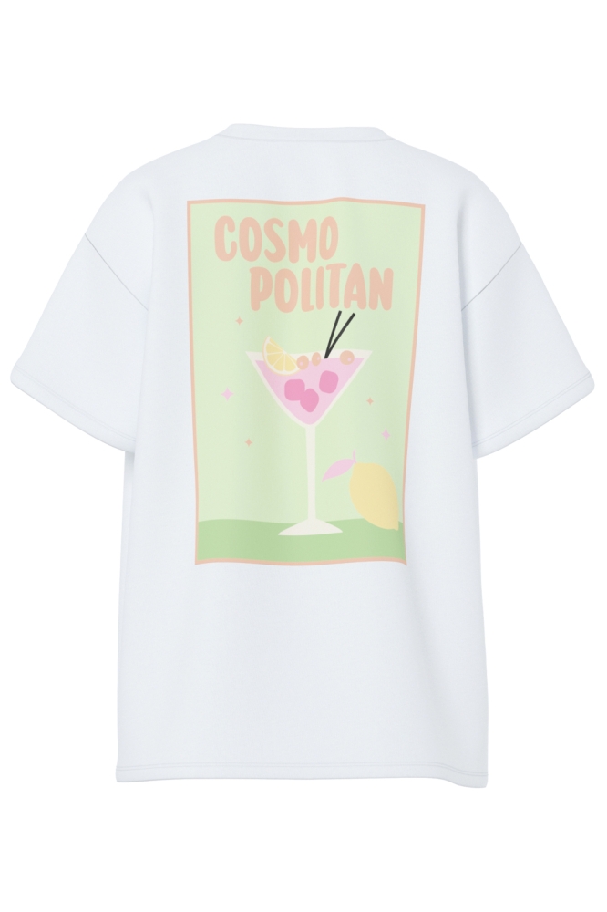 PCALIFI FASTTRACK SS OVERSIZE TEE J 17163845 BRIGHT WHITE/SMALL COSMOPOLITAN